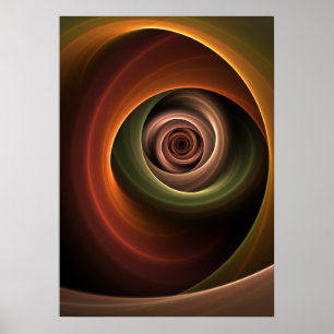 3D Abstrakt Warm Färg Modern Fractal Art i Spiral Poster