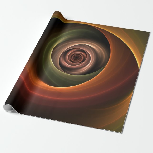3D Abstrakt Warm Färg Modern Fractal Art i Spiral Presentpapper (Utrullad)