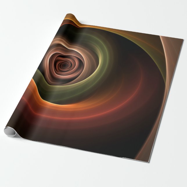 3D Abstrakt Warm Färg Modern Fractal Art i Spiral Presentpapper (Utrullad)