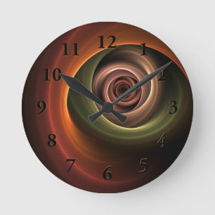 3D Abstrakt Warm Färg Modern Fractal Art i Spiral Rund Klocka
