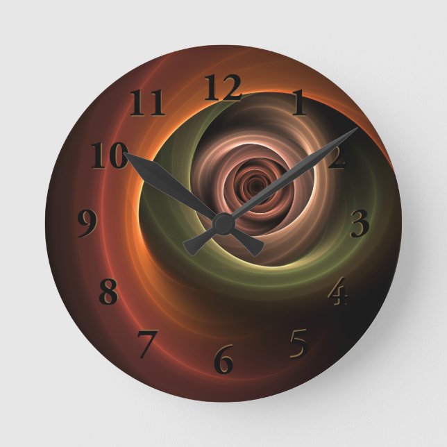 3D Abstrakt Warm Färg Modern Fractal Art i Spiral Rund Klocka (Framsida)