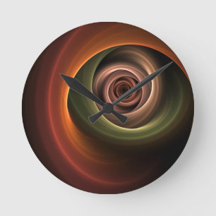 3D Abstrakt Warm Färg Modern Fractal Art i Spiral Rund Klocka