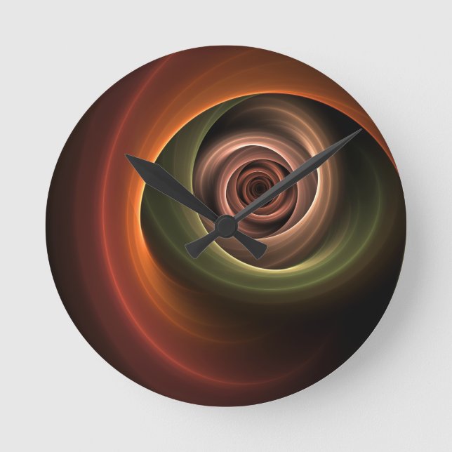 3D Abstrakt Warm Färg Modern Fractal Art i Spiral Rund Klocka (Framsida)