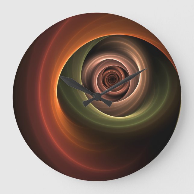 3D Abstrakt Warm Färg Modern Fractal Art i Spiral Stor Klocka (Framsida)