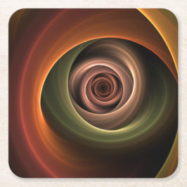 3D Abstrakt Warm Färg Modern Fractal Art i Spiral Underlägg Papper Kvadrat
