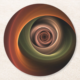 3D Abstrakt Warm Färg Modern Fractal Art i Spiral Underlägg Papper Rund