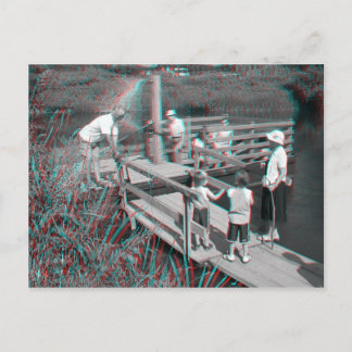 3D Anaglyph - Hampton Lode Ferry, Shropshire, Före Vykort