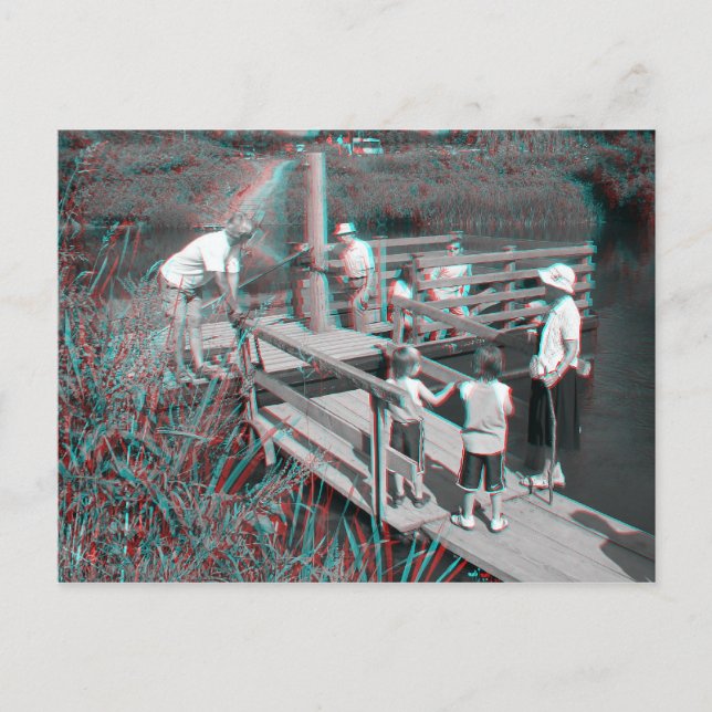 3D Anaglyph - Hampton Lode Ferry, Shropshire, Före Vykort (Framsida)