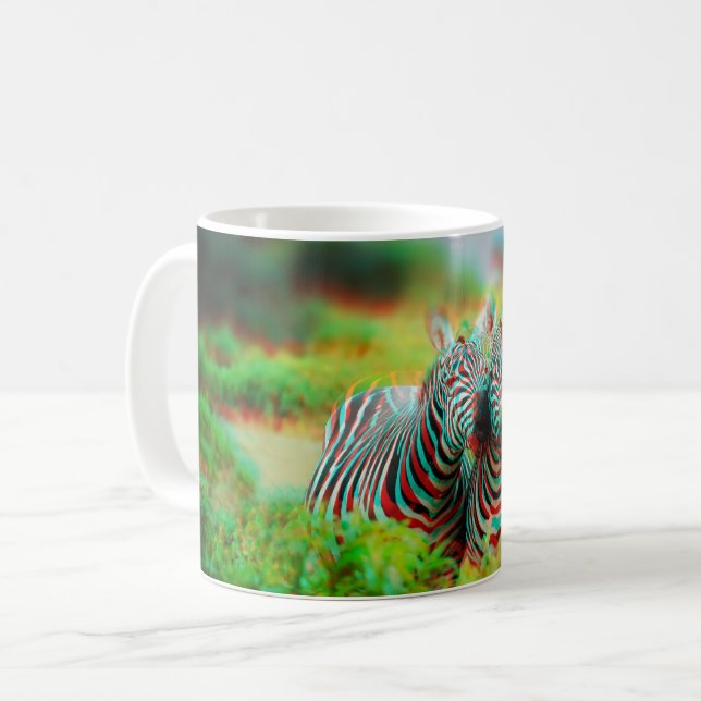 3D Anaglyph Pet Animal Zebra Photo Kaffemugg (Framsida vänster)