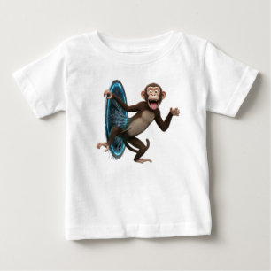 3D-animerad apa som kommer ut ur magisk glödande p T Shirt