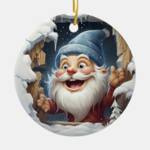 3D Anpassad Glad Tomte Julgransprydnad Keramik