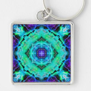3D Art-003 Keychains Fyrkantig Silverfärgad Nyckelring