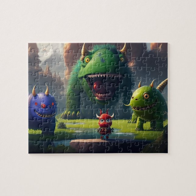 3D Art Fantasy World Funny Cute Monsters Pussel (Horisontell)