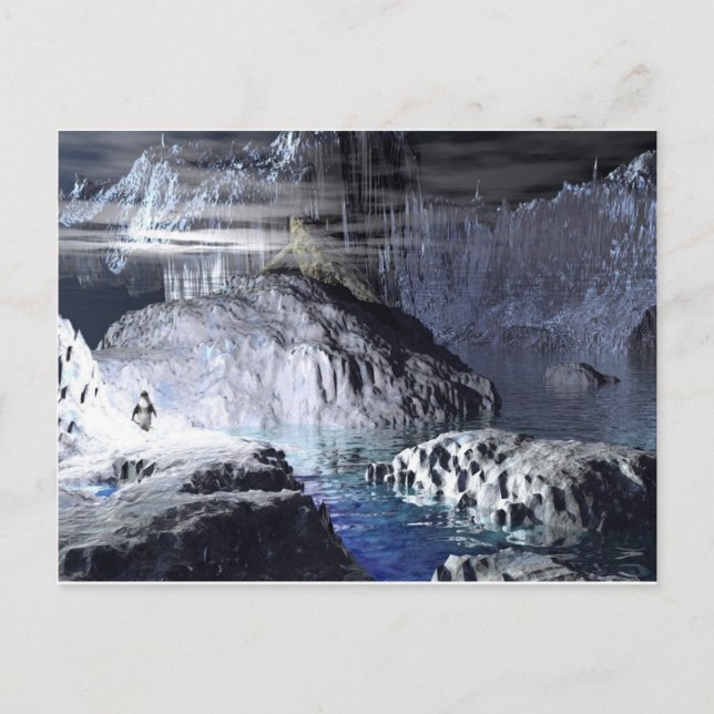 3d art penguin fantasi vykort (Framsida)