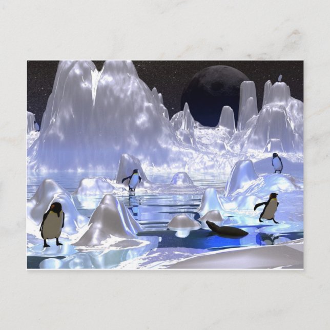 3d art penguin-helgdag helg vykort (Framsida)