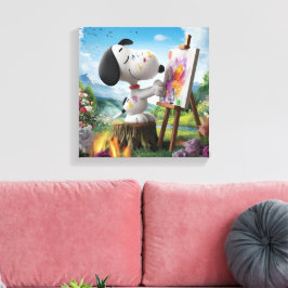 3D-återgivning av en Cute Hund Artist-målning Canvastryck