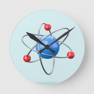3D-atom med blå kärna Rund Klocka