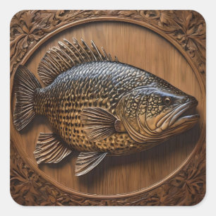 3D Australian Murray Cod Textured Print. Fyrkantigt Klistermärke