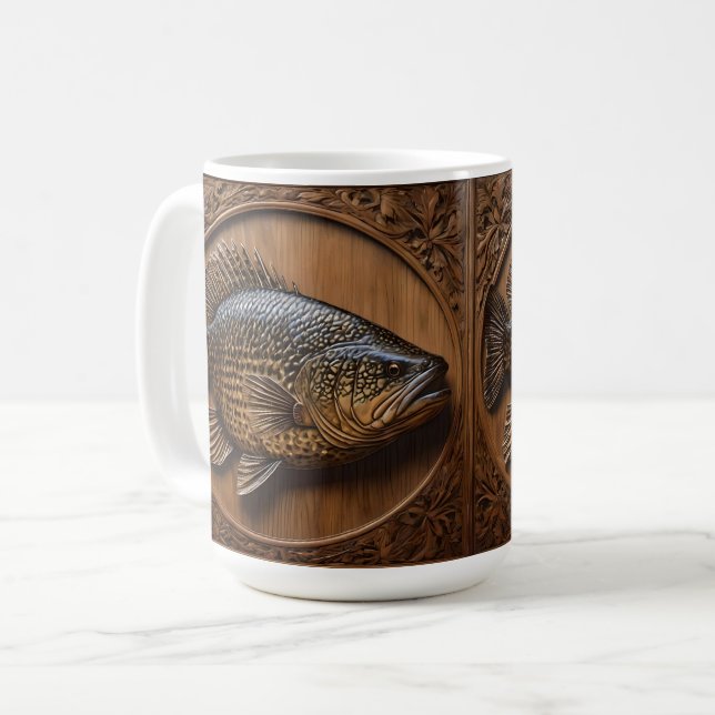 3D Australian Murray Cod Textured Print. Kaffemugg (Framsida vänster)