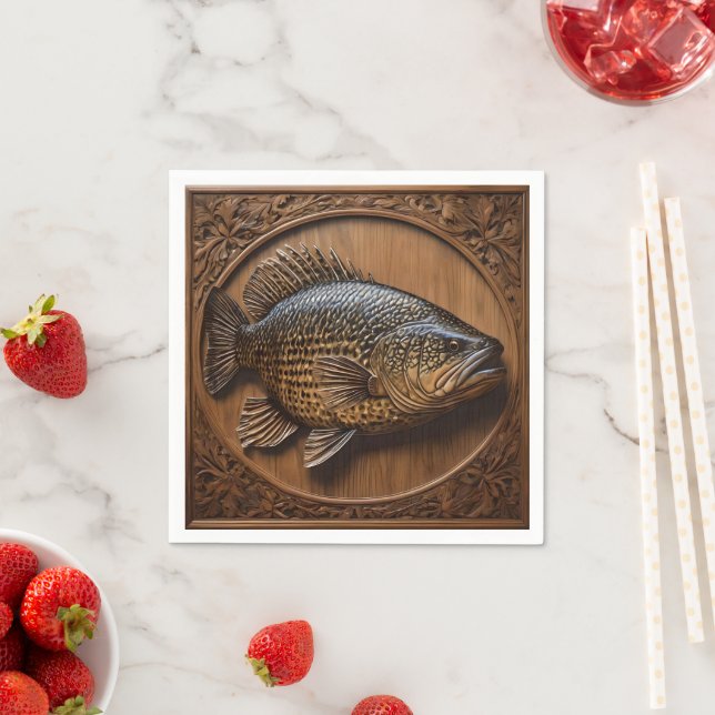 3D Australian Murray Cod Textured Print. Pappersservett (Insitu)