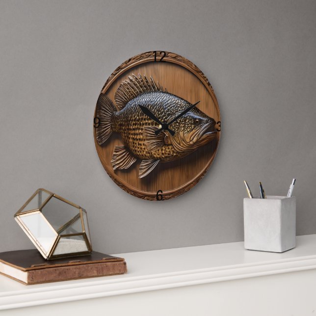 3D Australian Murray Cod Textured Print. Stor Klocka (Kontor)