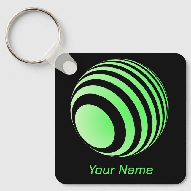 3D-Ball mit grünen Streifen -  Nyckelring (Framsida)