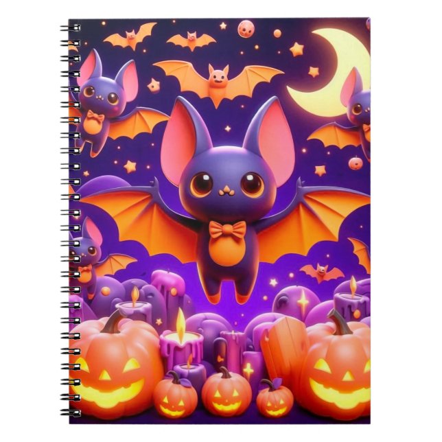 3D bats pumpkins halloween Anteckningsbok (Framsidan)