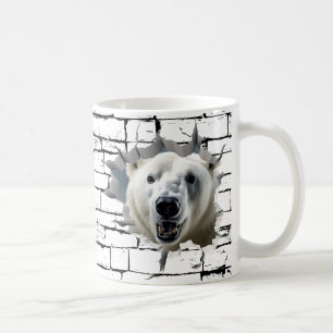 3D Bear Wall Break Art - Realistisk Safari-Polar Kaffemugg