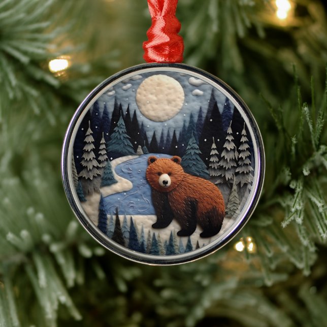3D Bear Woodland Animal Chirstmas Julgransprydnad Metall (Träd)