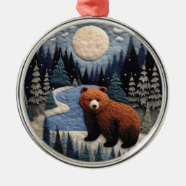 3D Bear Woodland Animal Chirstmas Julgransprydnad Metall