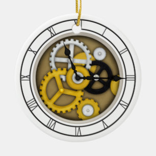 3D-bild för Illusion Clock Art med synliga arbets Julgransprydnad Keramik