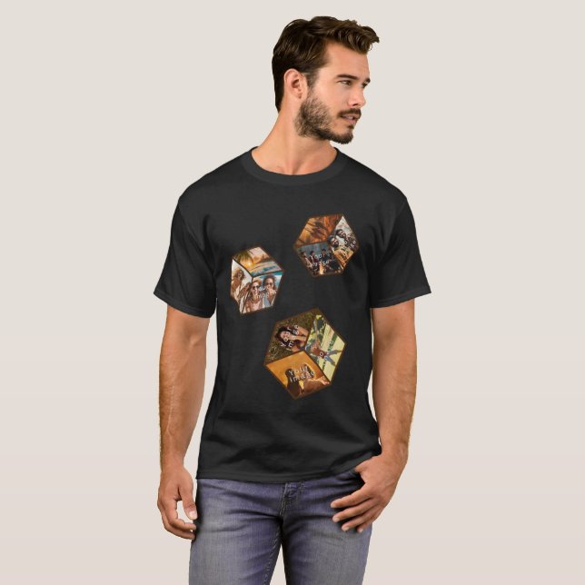 3D-Bilderwürfel im Raum, 9 Foto-Kollage in 3D T Shirt (Hel framsida)