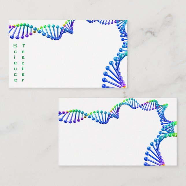 3D blå grön dubbelhelix vetenskapslärare Visitkort (Fram/baksida)