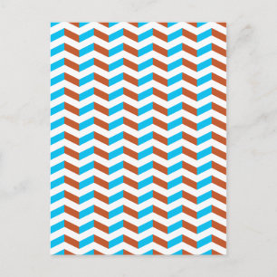 3D blå och röd chevron Vykort