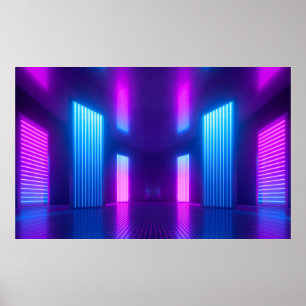 3d, blå rosa violett neon-abstraktens bakgrund, ul poster