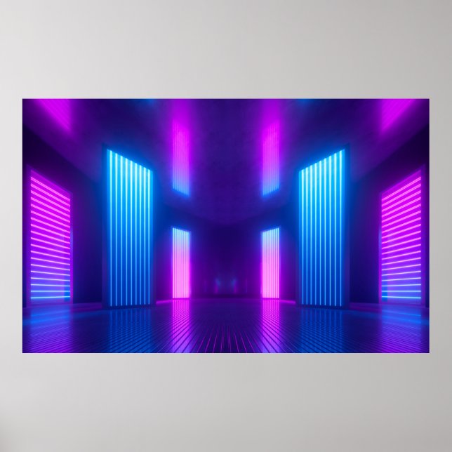 3d, blå rosa violett neon-abstraktens bakgrund, ul poster (Framsidan)