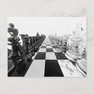 3D Black and White Chess Board Vykort