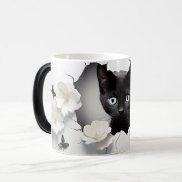 3D Black cat Magisk Mugg
