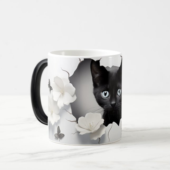 3D Black cat Magisk Mugg (Framsida vänster)