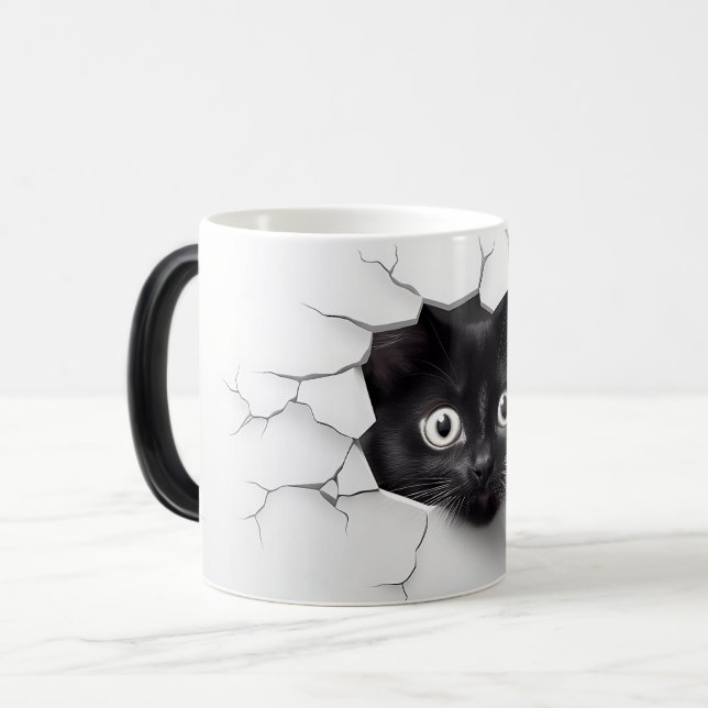 3D Black cat Magisk Mugg (Framsida vänster)