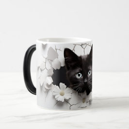 3D Black cat Magisk Mugg
