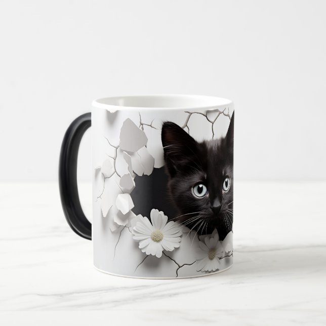 3D Black cat Magisk Mugg (Framsida vänster)