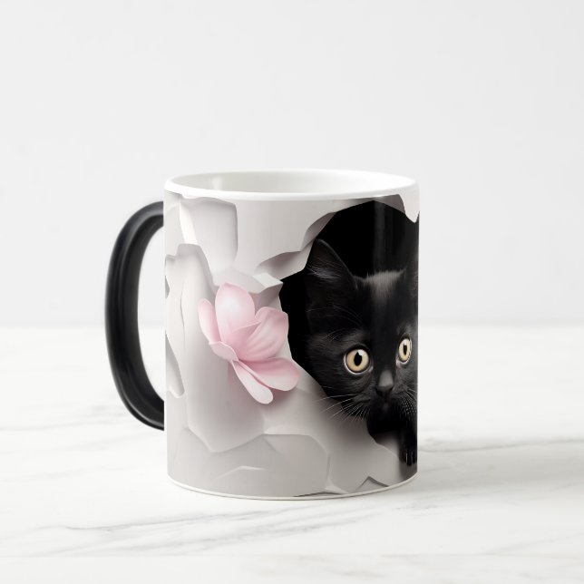 3D Black cat Magisk Mugg (Framsida vänster)