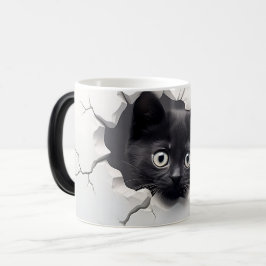 3D Black cat Magisk Mugg
