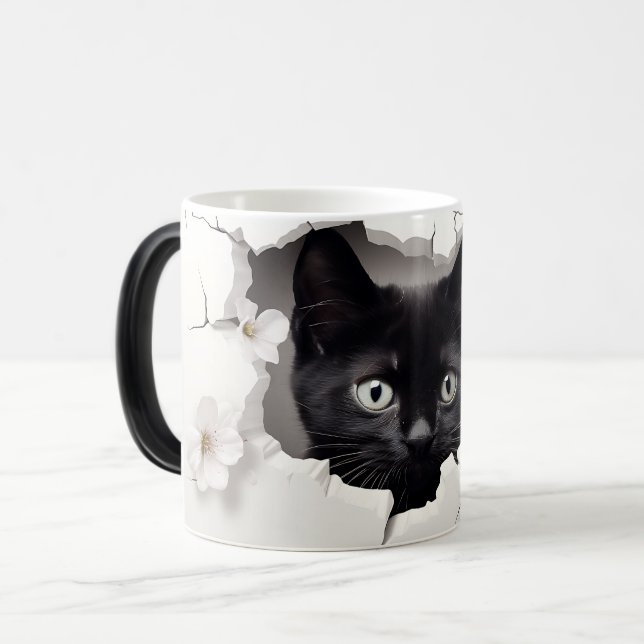3D Black cat Magisk Mugg (Framsida vänster)