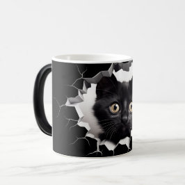 3D Black cat Magisk Mugg