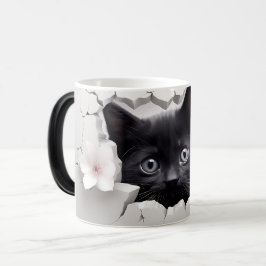 3D Black cat Magisk Mugg