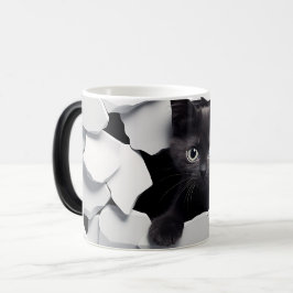 3D Black cat Magisk Mugg