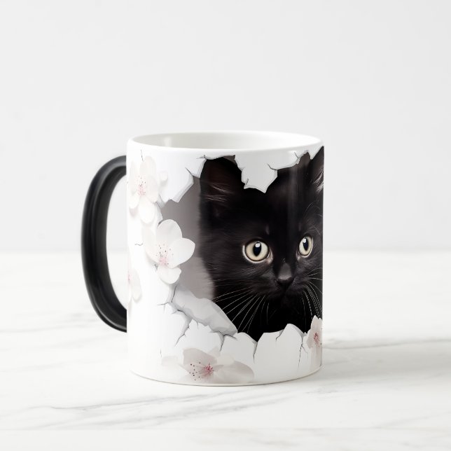 3D Black cat Magisk Mugg (Framsida vänster)