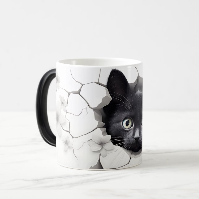 3D Black cat Magisk Mugg (Framsida vänster)